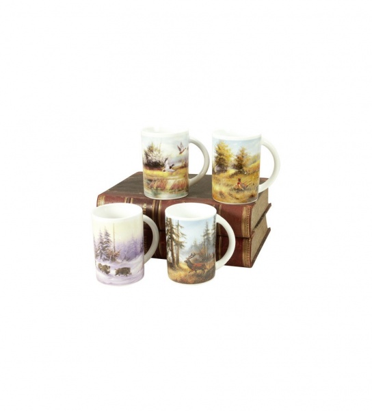 4 tasses sc�nes de chasse 