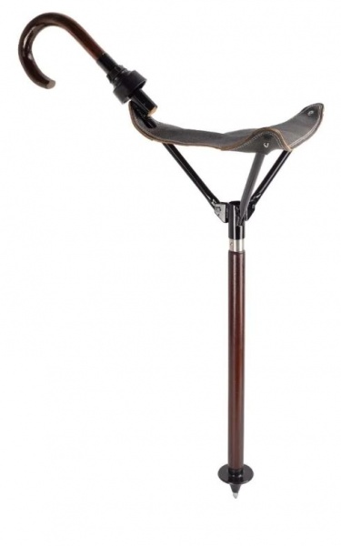 Canne si�ge Januel assise triangle cuir , pogn�e canne 