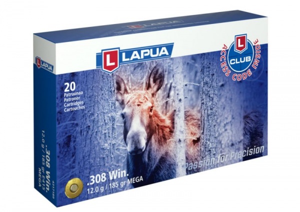 cartouche Lapua mega 308 WIN 12g185 GRAINS