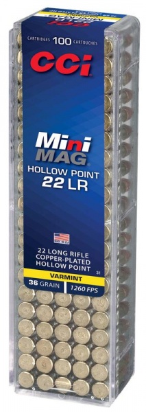 Cartouches 22Lr CCI Mini-Mag HP 36grs boite de 100