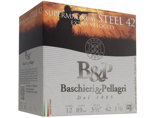Cartouches acier B&P super magnum steel 42 HV cal 12 / 89 mm N� 3 42g