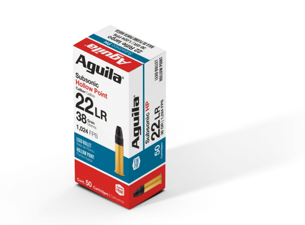 Cartouches Aguila calibre 22lr subsonique 38grs 2,46g