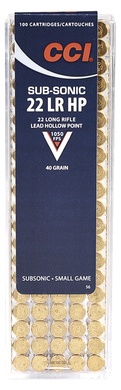 Cartouches cci subsonic hp cal 22LR 40 gr 2.59 g boite de 100