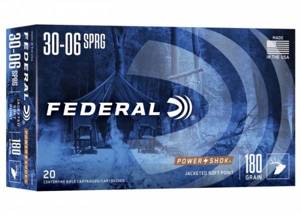 Cartouches FEDERAL power shok soft point cal 30.06 180 gr 11.7 g