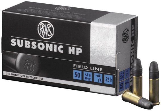 Cartouches field line subsonic HP RWS cal 22 lr BHSP pointe tronqu�e 40 grs 2,59 g