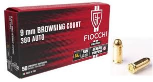 Cartouches Fiocchi 9 mm  Browning short 115gr
