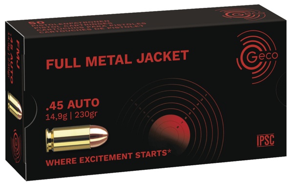 Cartouches Geco Fmj cal 45 auto 230 gr 14.9g