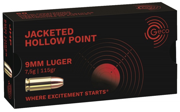 Cartouches Geco JHP 9X19 115grs 7.5g