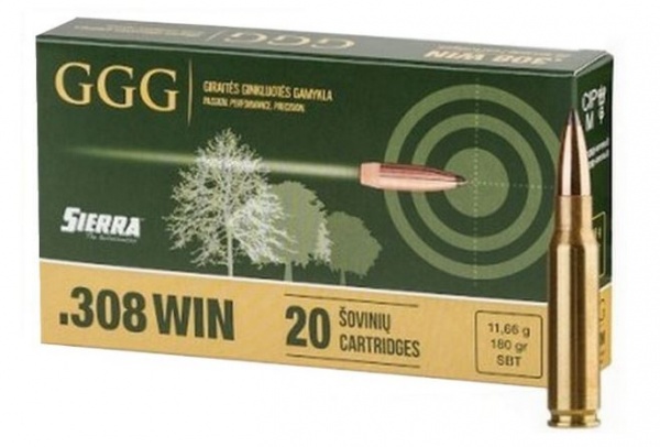 Cartouches GGG cal 308 win 180 gr 11.66g  SBT