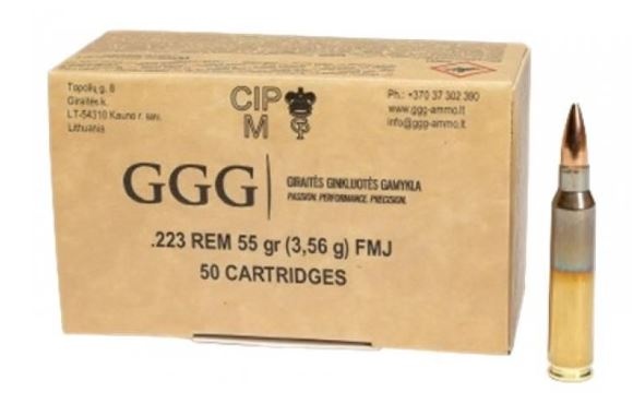 Cartouches GGG fmj cal 223 rem 55 gr boite de 50