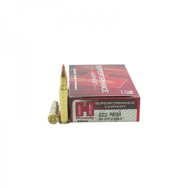 Cartouches Hornady V-Max superformance 222 rem 50grs 3,2g