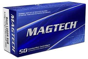 Cartouches Magtech 9X19 subsonique 147 gr fmj FLAT NOSE