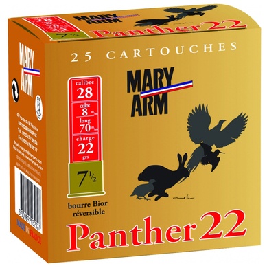 Cartouches Mary arm Panther 22 calibre 28/70 plomb de 7.5