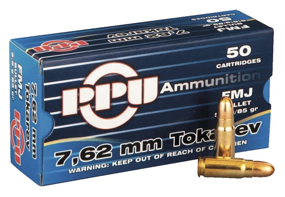Cartouches Partizan cal 7.62X25 Tokarev FMJ 85 gr 5.5 g