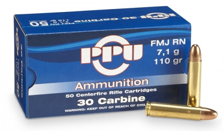 Cartouches Partizan PPu cal 30 carbine fmj 110gr 7.1g
