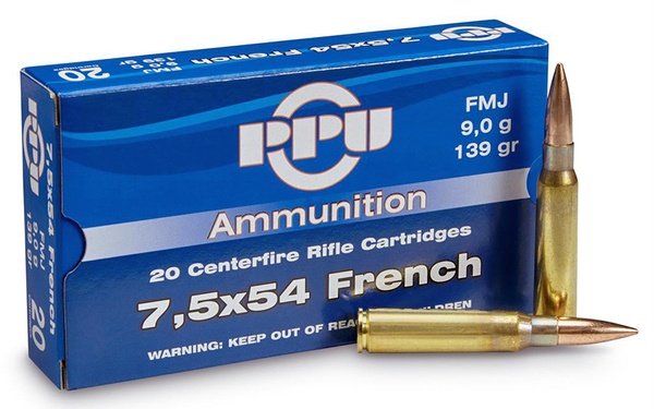 Cartouches Partizan PPu cal 7.5X54 mas fmj 139 gr 9g