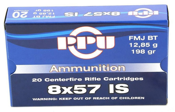 Cartouches PPU cal 8X57 IS FMJ 198gr 12.85g