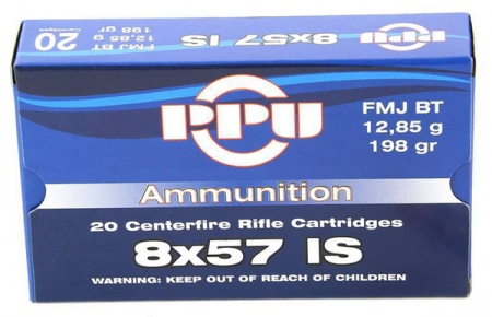 Cartouches PPU cal 8X57 IS FMJ 198gr 12.85g