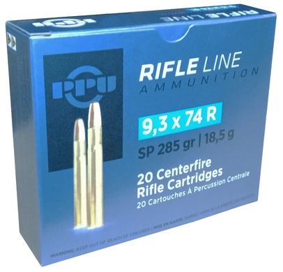 Cartouches PPU Partizan softpoint calibre 9.3x74R 286grs 18.5g