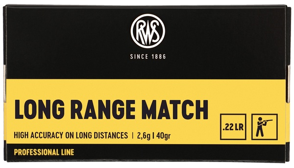 Cartouches RWS long range match calibre 22lr 40grs 2,6g 