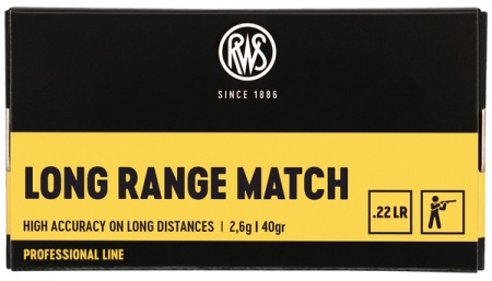 Cartouches RWS long range match calibre 22lr 40grs 2,6g 