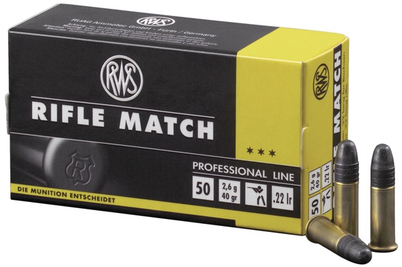 Cartouches Rws rifle match 22Lr 40grs