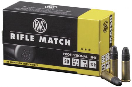 Cartouches Rws rifle match 22Lr 40grs
