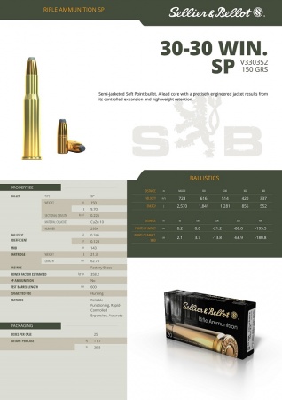 cartouches Sellier bellot  30-30WIN