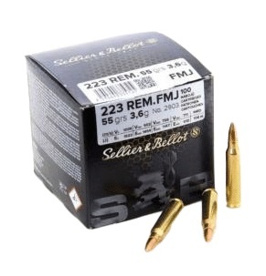 Cartouches Sellier Bellot 223 rem FMJ 55grs 3,6g