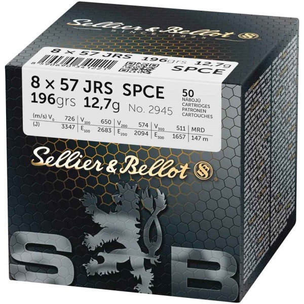 Cartouches Sellier Bellot 8x57 JRS 196grs 12.7g