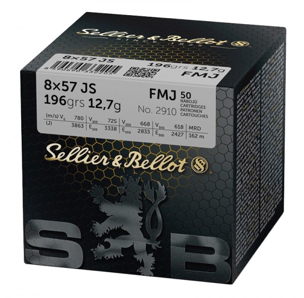Cartouches Sellier Bellot 8x57 JS FMJ 196grs 12.7g