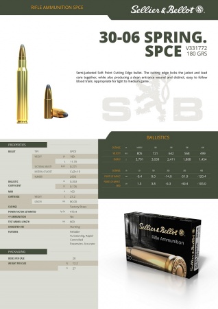 Cartouches Sellier bellot cal 30.06 180 gr SPCE