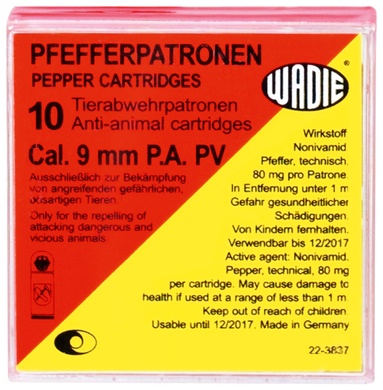 Cartouches Wadie calibre 9mm pak au poivre boite de 10