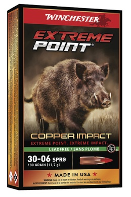 Cartouches Winchester extreme point lead free cal 30-06 180gr 11.66g boite de 20