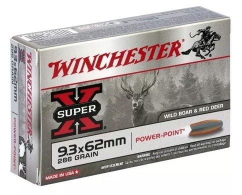 Cartouches Winchester power point cal 9.3X62 286 gr 18.5g