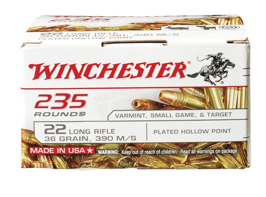 Cartouches Winchester super-x calibre 22lr 36grs 