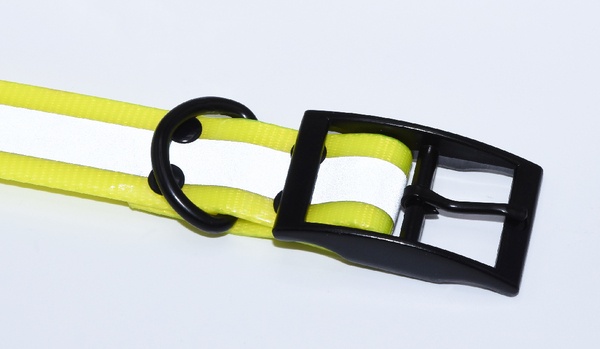  Collier pour chien en polyur�thane jaune r�fl�chissant 65cm X 25mm