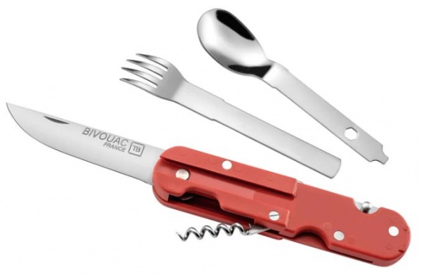 Couteau bivouac de poche rouge