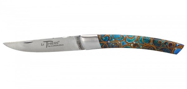 Couteau le Thiers Coutellerie Chevalerias manche r�sine et canelle 