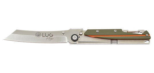 Couteau Lug SP3S lame higonokami manche G10 kaki et orange