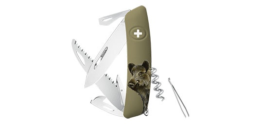 Couteau SWIZA olive sanglier 12 fonctions