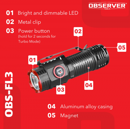 Lampe de poche Obesrver Tools FL3