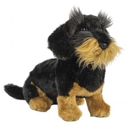 Peluche teckel a poils durs 28 cm