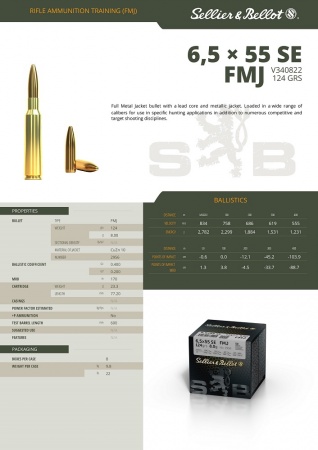 SELLIER BELLOT 6.5X55 SE 124 GRS 8G