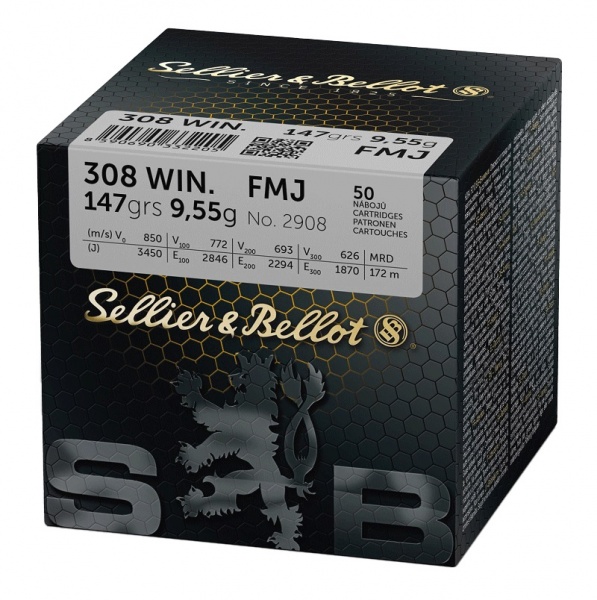 SELLIER BELLOT CAL 308 FMJ 9.55G 147GRS