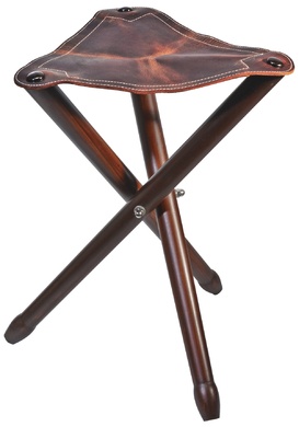 Tr�pied cuir Pisteurs pied en bois H 65 cm